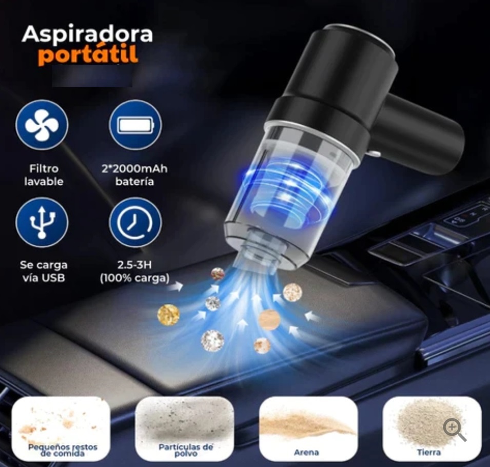 MINI ASPIRADORA 3 EN A UNO PARA HOGAR Y AUTO-D - Imagen 6